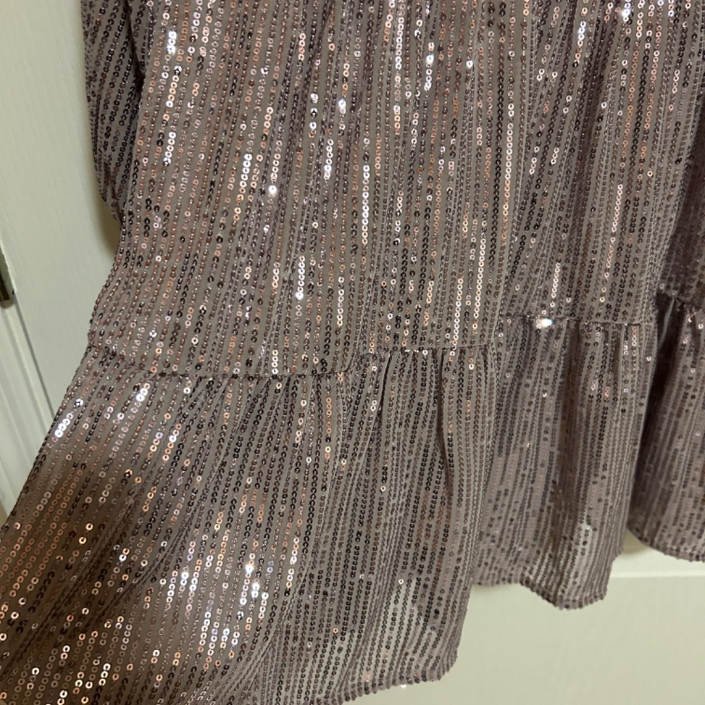 NWT! Women's Anthropologie Maeve Bettina Tiered Sequin Shirt Dres XSP - Picture 6 of 13